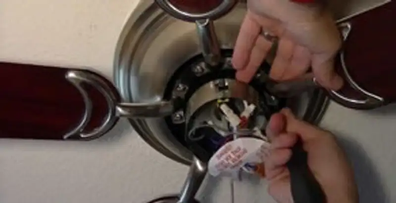 Ceiling fan installation with electrical wiring and mounting by professional electrician in Modesto, CA
