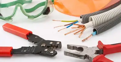 Electrical wiring repair with professional tools and safety equipment in Ceres, CA