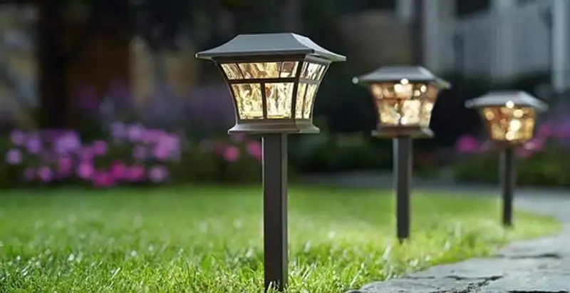 landscape lighting installation services with professionally installed pathway lights in Modesto, CA